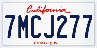 CA license plate 7MCJ277