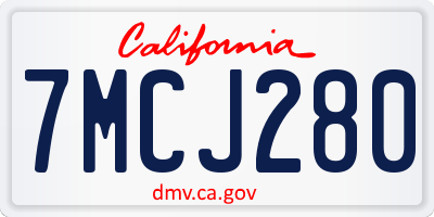 CA license plate 7MCJ280