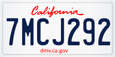 CA license plate 7MCJ292