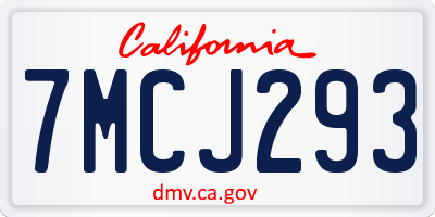 CA license plate 7MCJ293