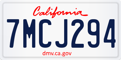 CA license plate 7MCJ294