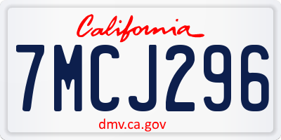 CA license plate 7MCJ296