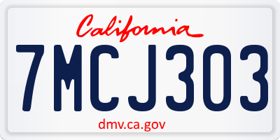 CA license plate 7MCJ303