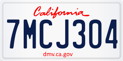 CA license plate 7MCJ304