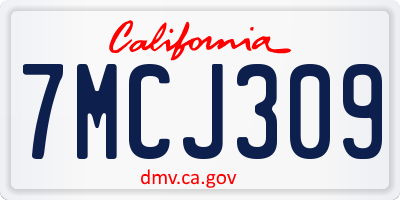 CA license plate 7MCJ309
