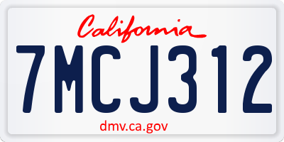 CA license plate 7MCJ312