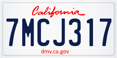 CA license plate 7MCJ317