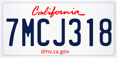 CA license plate 7MCJ318