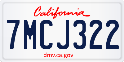 CA license plate 7MCJ322
