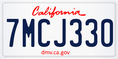 CA license plate 7MCJ330