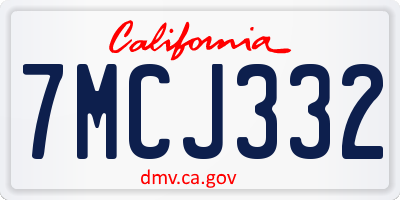 CA license plate 7MCJ332