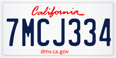 CA license plate 7MCJ334