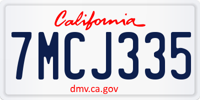 CA license plate 7MCJ335