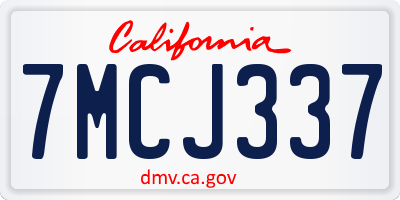 CA license plate 7MCJ337