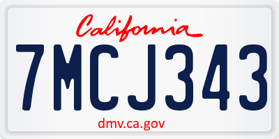 CA license plate 7MCJ343