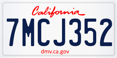 CA license plate 7MCJ352