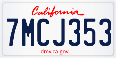 CA license plate 7MCJ353