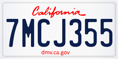 CA license plate 7MCJ355