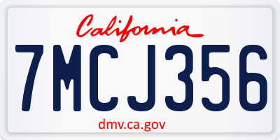 CA license plate 7MCJ356