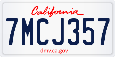 CA license plate 7MCJ357