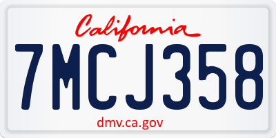 CA license plate 7MCJ358