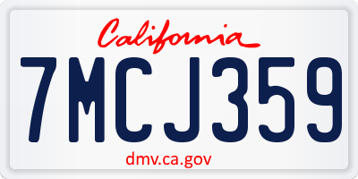 CA license plate 7MCJ359