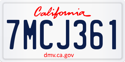 CA license plate 7MCJ361
