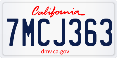 CA license plate 7MCJ363