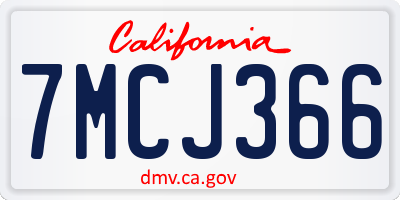 CA license plate 7MCJ366