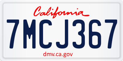 CA license plate 7MCJ367