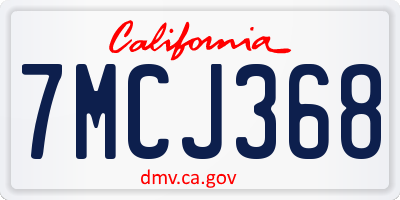 CA license plate 7MCJ368