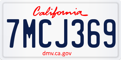 CA license plate 7MCJ369