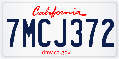 CA license plate 7MCJ372