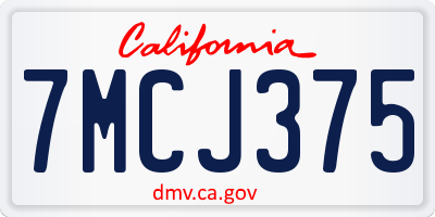 CA license plate 7MCJ375