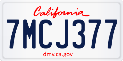 CA license plate 7MCJ377