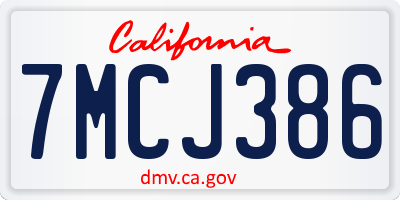 CA license plate 7MCJ386