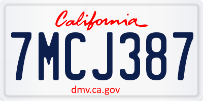 CA license plate 7MCJ387