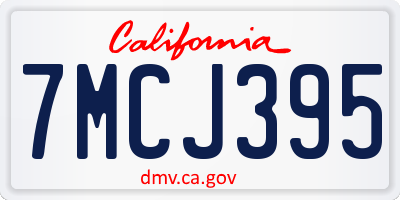 CA license plate 7MCJ395