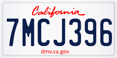 CA license plate 7MCJ396