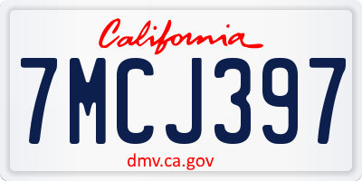 CA license plate 7MCJ397