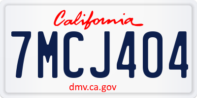 CA license plate 7MCJ404