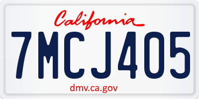 CA license plate 7MCJ405