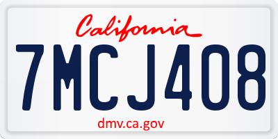 CA license plate 7MCJ408