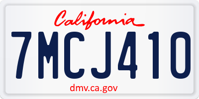 CA license plate 7MCJ410