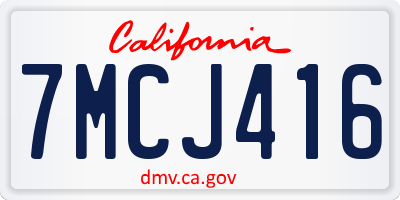 CA license plate 7MCJ416