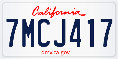 CA license plate 7MCJ417