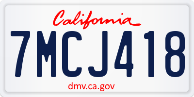 CA license plate 7MCJ418