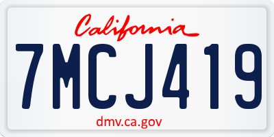 CA license plate 7MCJ419