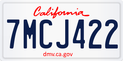 CA license plate 7MCJ422