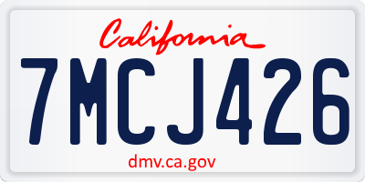 CA license plate 7MCJ426